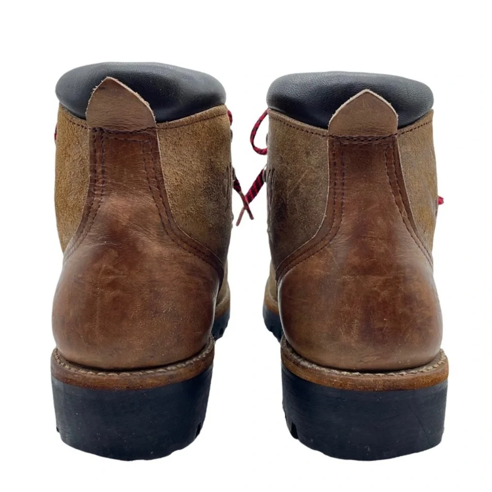 Vintage Vasque Hiking Boots Vibram Soles Brown Suede Leather Red Laces 7 A - Picture 9 of 13